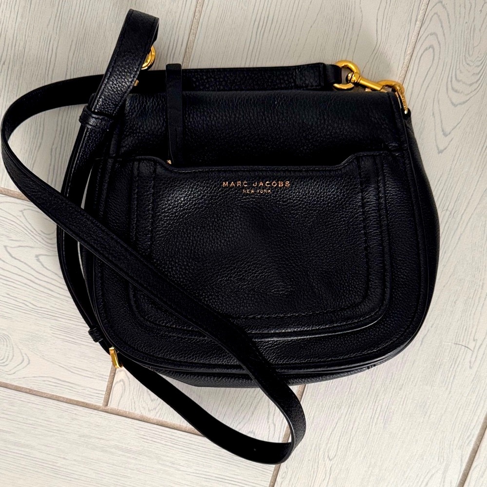 Marc Jacobs Black Crossbody Bag with Gold Accents